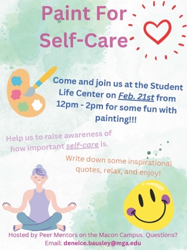 Painting self-care event flyer. 